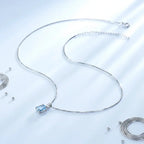 Sterling silver blue stone pendant necklace Fine Jewelry 925 Sterling