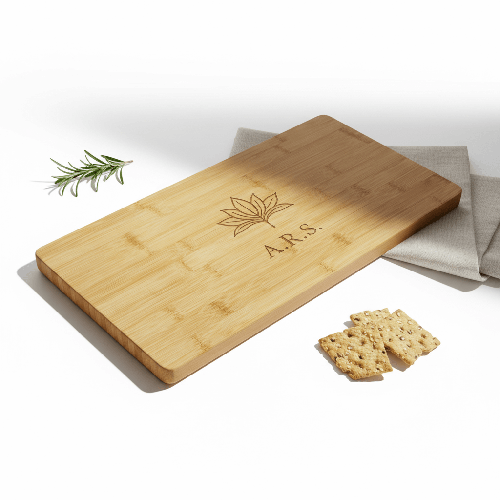 19 3/4" x 8" Bamboo Charcuterie Cutting Board with Custom Personalized Engraving by Hadi Craft USA, wooden cutting board, personalized engraved