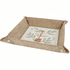 Hadi Craft USA Sublimatable Burlap Snap-Up Tray with Silver Snaps – Custom Full Color Printing, rustic burlap tray, personalized DIY organizer