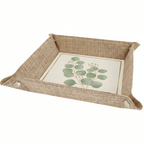 Hadi Craft USA Sublimatable Burlap Snap-Up Tray with Silver Snaps – Custom Full Color Printing, personalized rustic tray, handmade burlap organizer