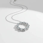 Silver moissanite choker necklace Silver Necklace with Circular