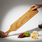 Hadi Craft USA 4" x 22" Bamboo Paddle Serving & Cutting Board with Custom Personalized Engraving, engraved wooden cutting board, personalized handmade