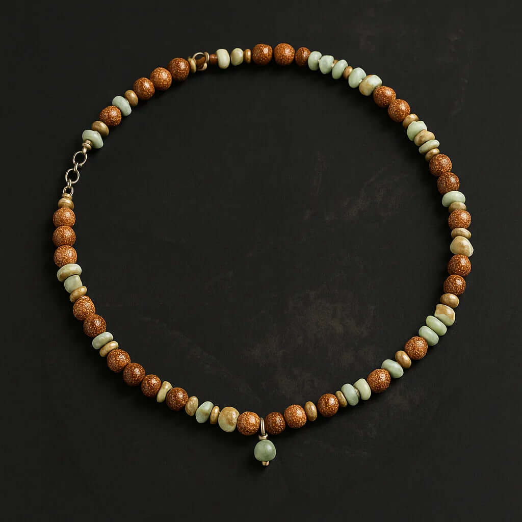 Handmade Bark stone chip Stone beads Necklace Hadi Craft