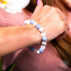 The Empath’s Trio - Daily Reset Bracelet by Hadi Craft USA, handmade beaded gemstone bracelet with blue lace agate and howlite