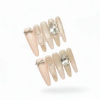 Hadi Craft USA Luxury Handmade Cat-Eye Press-On Nails for Elegant Style, nude stiletto nails with rhinestones, handmade nails, press-on nails