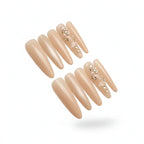 Alt Tag: Hadi Craft USA Luxury Handmade Cat-Eye Press-On Nails for Elegant Style, nude stiletto, rhinestone accents, handmade press-on nails