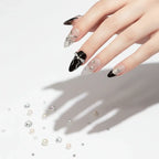 Pink Purple Cat's Eye Press On Nails, Handmade False Nail Bows Rhinestone Decor Sweet Cool Fake Nail