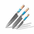 67-Layer Damascus Kitchen Knife Set – Chef, Nakiri, Utility & Santoku Knives with Wooden Handle