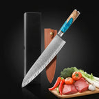 67-Layer Damascus Kitchen Knife Set – Chef, Nakiri, Utility & Santoku Knives with Wooden Handle