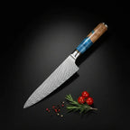 67-Layer Damascus Kitchen Knife Set – Chef, Nakiri, Utility & Santoku Knives with Wooden Handle