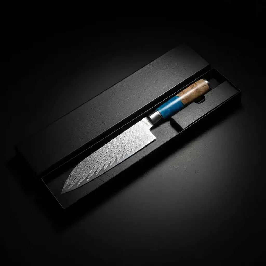 67-Layer Damascus Kitchen Knife Set – Chef, Nakiri, Utility & Santoku Knives with Wooden Handle