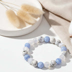 Alt Tag: The Empath’s Trio - Daily Reset Bracelet by Hadi Craft USA, handmade blue lace agate howlite bracelet, beaded empath jewelry