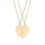 Alt Tag: Hadi Craft USA Engraved heart necklace set Best Friends or Couples Jewelry, gold tone split heart pendant necklace, personalized engraved jewelry