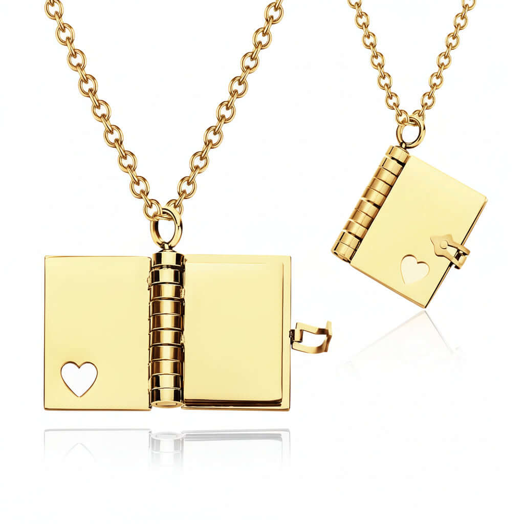 Hadi Craft USA Personalized letter to my daughter necklace Book Necklace, gold heart locket book pendant, personalized engraved necklace