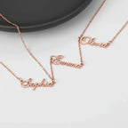 custom three name necklace Personalized Gold Charm Necklace by Hadi Craft USA, rose gold personalized nameplate necklace, engraved jewelry