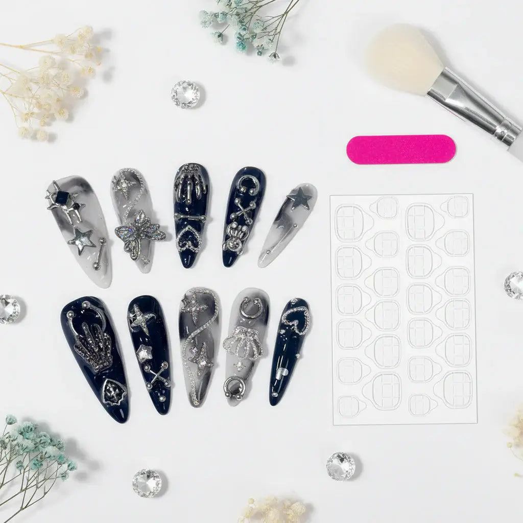 Halloween Long Pointed Almond Press on Nails DIY Handmade 10pcs