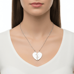 Hadi Craft USA Engraved heart necklace set Best Friends or Couples Jewelry, sterling silver personalized necklace