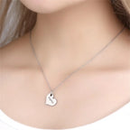 Custom engraved mother daughter keychain and necklace set heart pendant necklace by Hadi Craft USA, personalized stainless steel jewelry