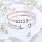 Hadi Craft USA Custom Iced Initials Bracelet Personalized Bracelet Stainless Steel cuff, rose gold and silver bracelet, personalized jewelry