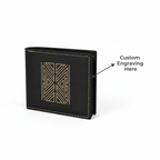 Hadi Craft USA Laserable Leatherette Bi-Fold Wallet with Flip ID Display – Personalized Engraving, black leather wallet, engraved personalized