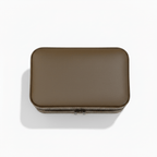 Alt Tag: Hadi Craft USA 7 1/2" x 4 1/2" Rustic/Silver Laserable Leatherette Travel Jewelry Box – Personalized, leatherette necklace earrings case