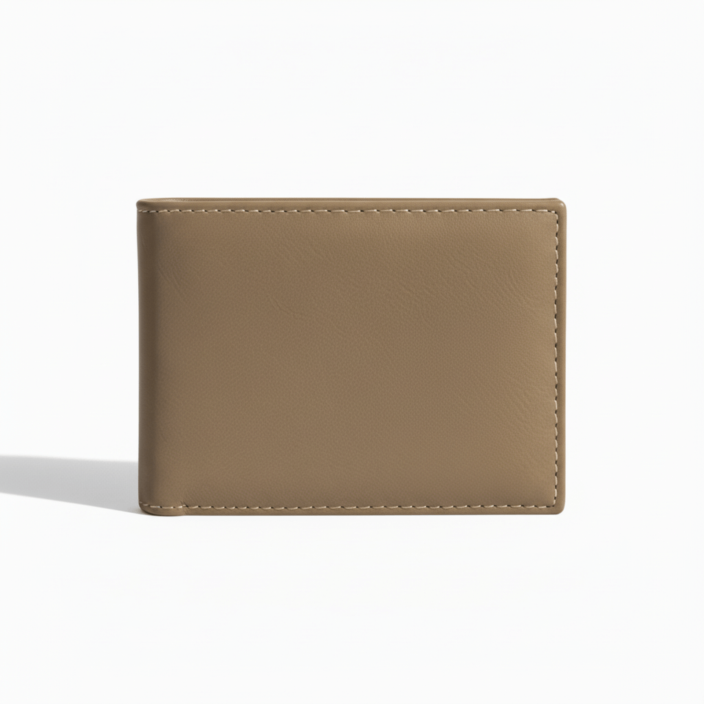 Alt Tag: Hadi Craft USA Laserable Leatherette Bi-Fold Wallet with Flip ID Display – Personalized Engraving, tan leather wallet, personalized, engraved