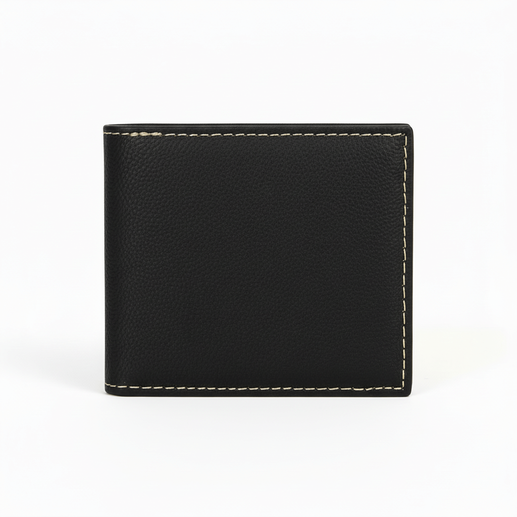 Hadi Craft USA Laserable Leatherette Bi-Fold Wallet with Flip ID Display – Personalized Engraving, black leather wallet, personalized, engraved