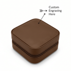 Hadi Craft USA 4" x 4" Rustic/Silver Laserable Leatherette Travel Jewelry Box – Personalized (2 Colors), engraved earrings necklace bracelet case