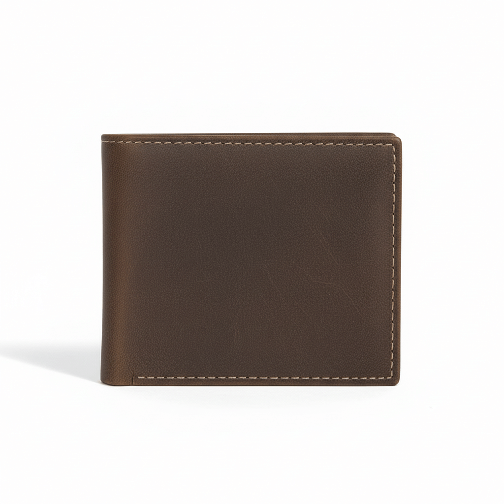 Hadi Craft USA Laserable Leatherette Bi-Fold Wallet with Flip ID Display – Personalized Engraving, brown leather wallet, personalized engraved