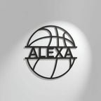 Custom Metal Basketball Wall Art | Personalized Sports Name Sign with ALEXA text by Hadi Craft USA, black metal wall sign