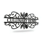 Custom Metal Kitchen Silverware Sign | Farmhouse Kitchen Wall Decor black metal wall sign with spoons forks scrollwork by Hadi Craft USA