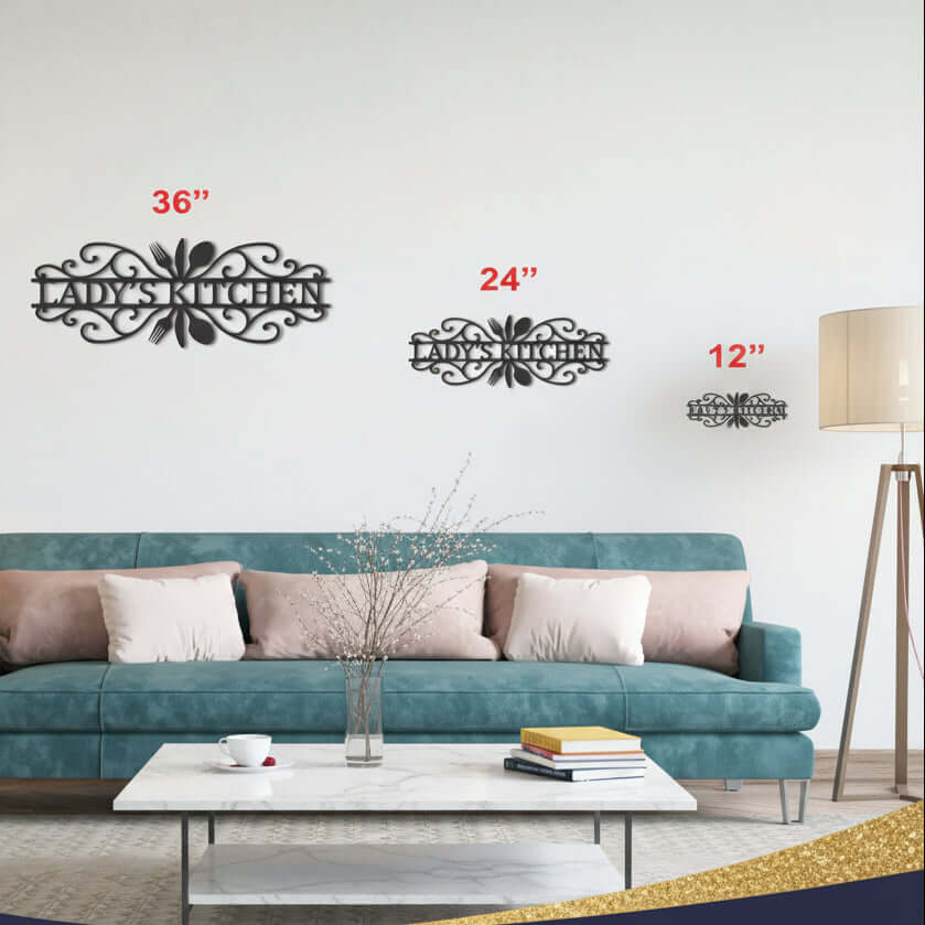 Hadi Craft USA Custom Metal Kitchen Silverware Sign | Farmhouse Kitchen Wall Decor, black metal wall sign, personalized metal wall sign, handmade metal wall sign