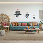 Custom Metal Sunflower Dreamcatcher Wall Art – Metal CNC Steel Sign sizes 12–36 inch above sofa, Hadi Craft USA metal wall sign, personalized