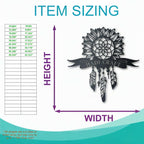 Custom Metal Sunflower Dreamcatcher Wall Art – Metal CNC Steel Sign size chart, black metal wall sign by Hadi Craft USA