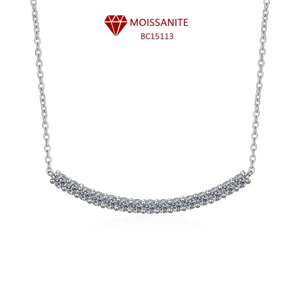 Moissanite bar Pendant Necklace, Stone Diamond Simple Balance