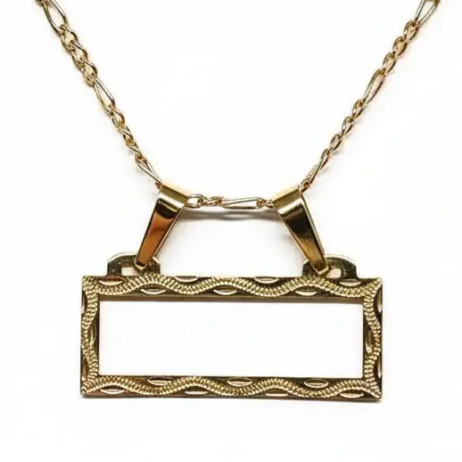 Hadi Craft USA Custom Name Necklace for Women – 18K Gold Plated Stainless Steel Personalized Jewelry, rectangle pendant necklace, engraved jewelry