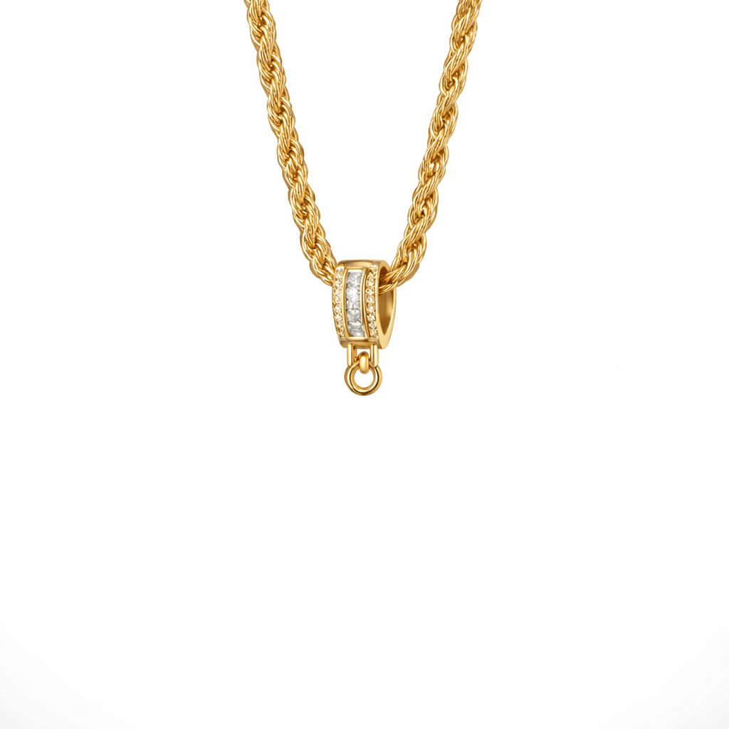 Custom Name Necklace cubic zirconia gold pendant bail by Hadi Craft USA, personalized necklace, engraved jewelry