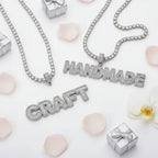 Custom Name Necklace cubic zirconia pendant spelling HANDMADE CRAFT by Hadi Craft USA