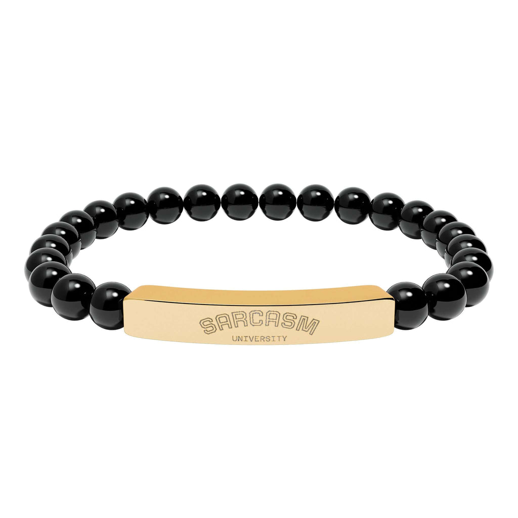 Hadi Craft USA Personalized natural stone bead bracelet –Stretch Healing Jewelry, black bead engraved bar bracelet, handmade personalized bracelet