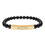 Hadi Craft USA Personalized natural stone bead bracelet –Stretch Healing Jewelry, black bead engraved bar bracelet, handmade personalized bracelet