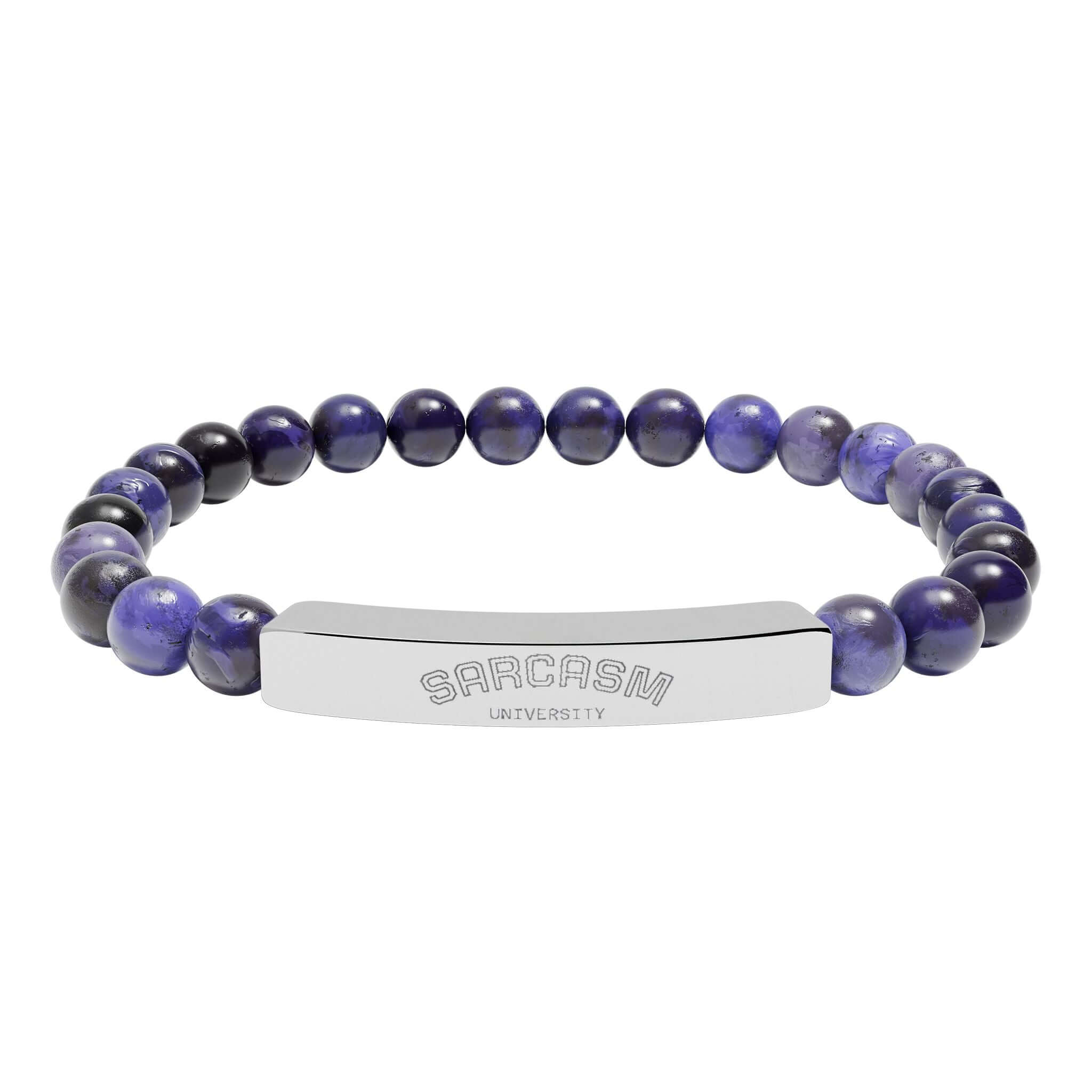 Personalized natural stone bead bracelet –Stretch Healing Jewelry by Hadi Craft USA, engraved stainless steel bar bracelet, purple beaded jewelry