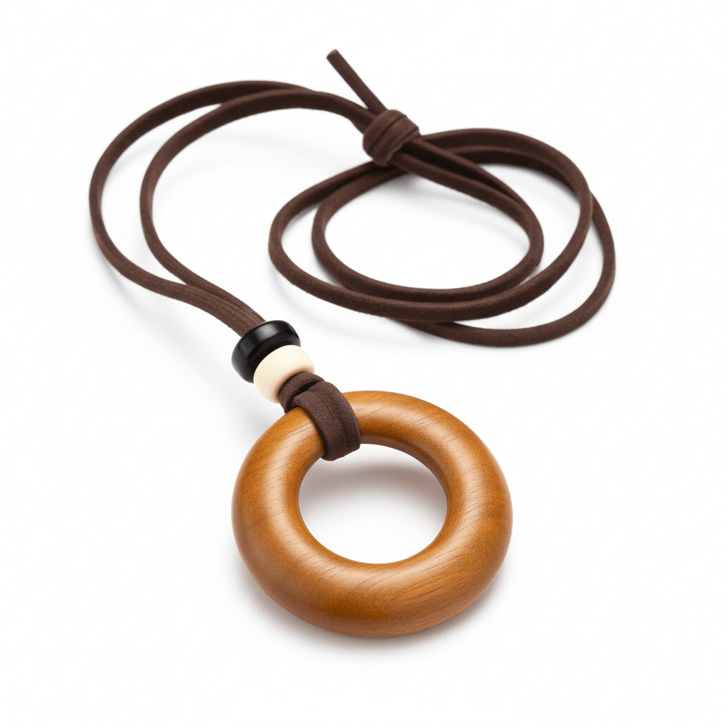 Handcrafted Natural Stone Circle Pendant Necklace Boho Minimalist Jewelry