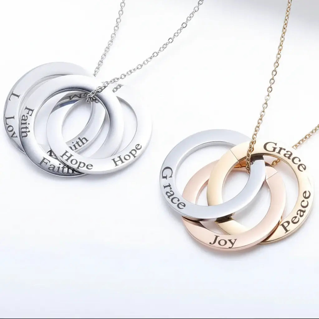 Hadi Craft USA Personalized family linked circle bracelet For Women Family Gift, stainless steel engraved eternity circles bracelet jewelry