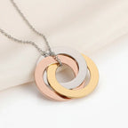 Personalized family linked circle bracelet For Women Family Gift tricolor eternity necklace, stainless steel, Hadi Craft USA, personalized jewelry