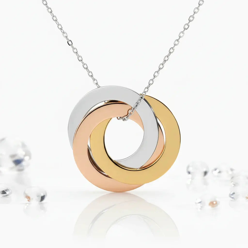 Personalized family linked circle bracelet For Women Family Gift tri color eternity necklace by Hadi Craft USA, personalized jewelry