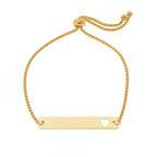 Hadi Craft USA Personalized Heart Bar Bracelet Adjustable Engraved Gold or Rose Gold, dainty gold bracelet, personalized jewelry, engraved bracelet