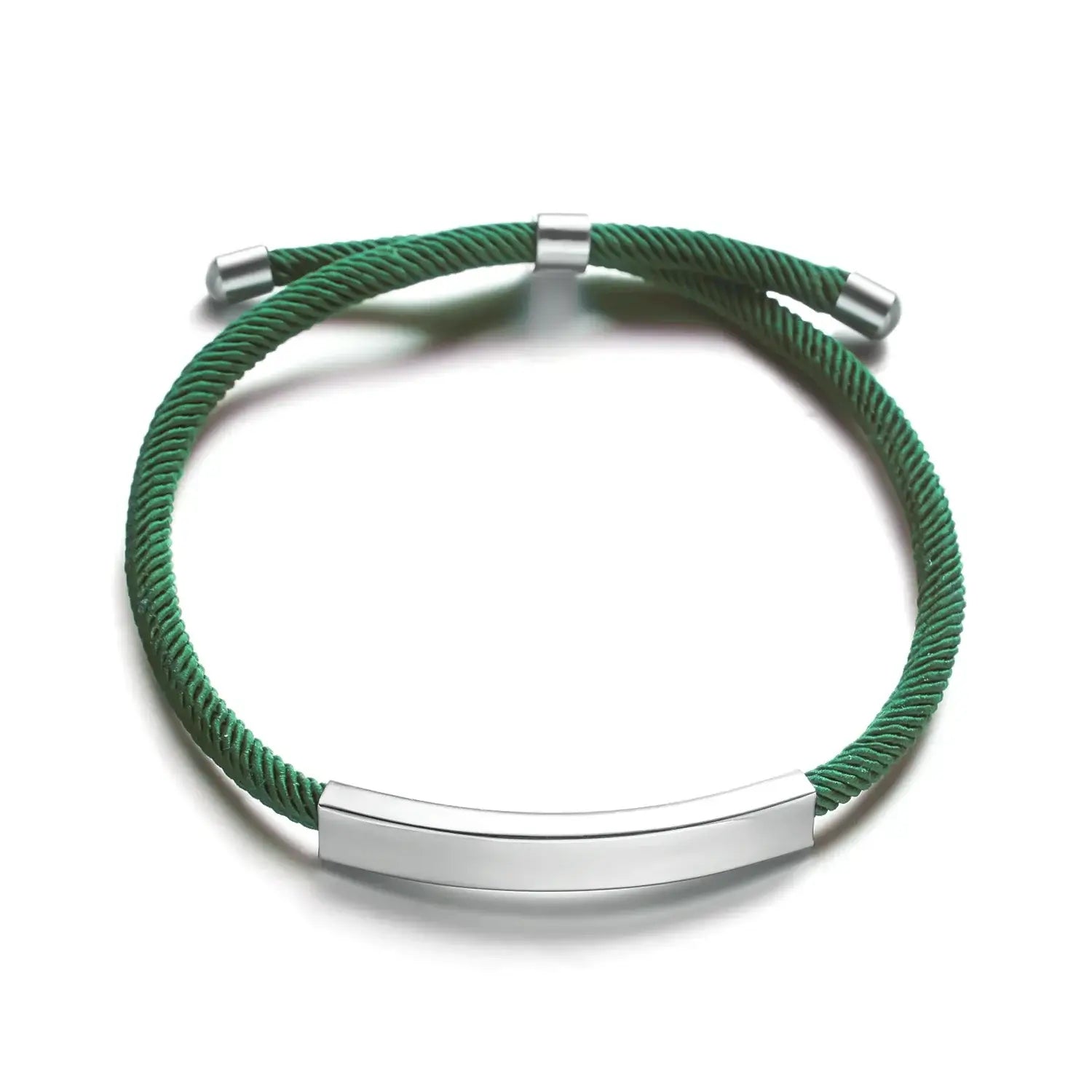 Hadi Craft USA Personalized engraved bracelet for men and women Stainless Steel green rope bracelet, engraved jewelry