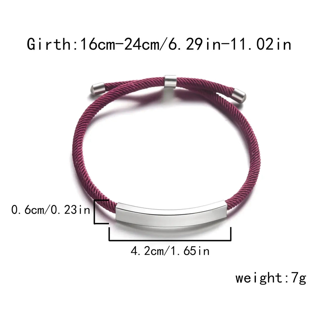 Hadi Craft USA Personalized engraved bracelet for men and women Stainless Steel, red rope bracelet, adjustable engraved jewelry
