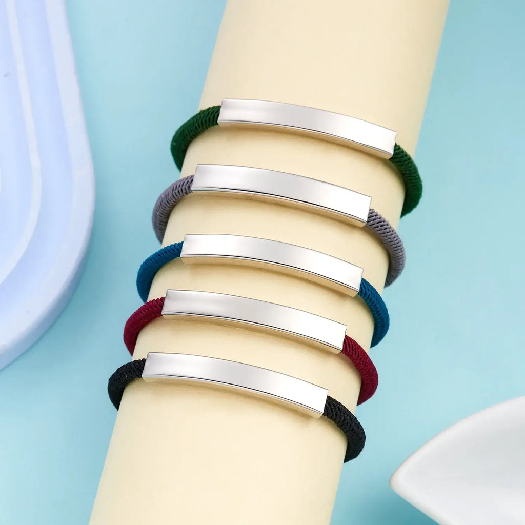 Hadi Craft USA Personalized engraved bracelet for men and women Stainless Steel, braided rope bracelet, personalized, engraved jewelry