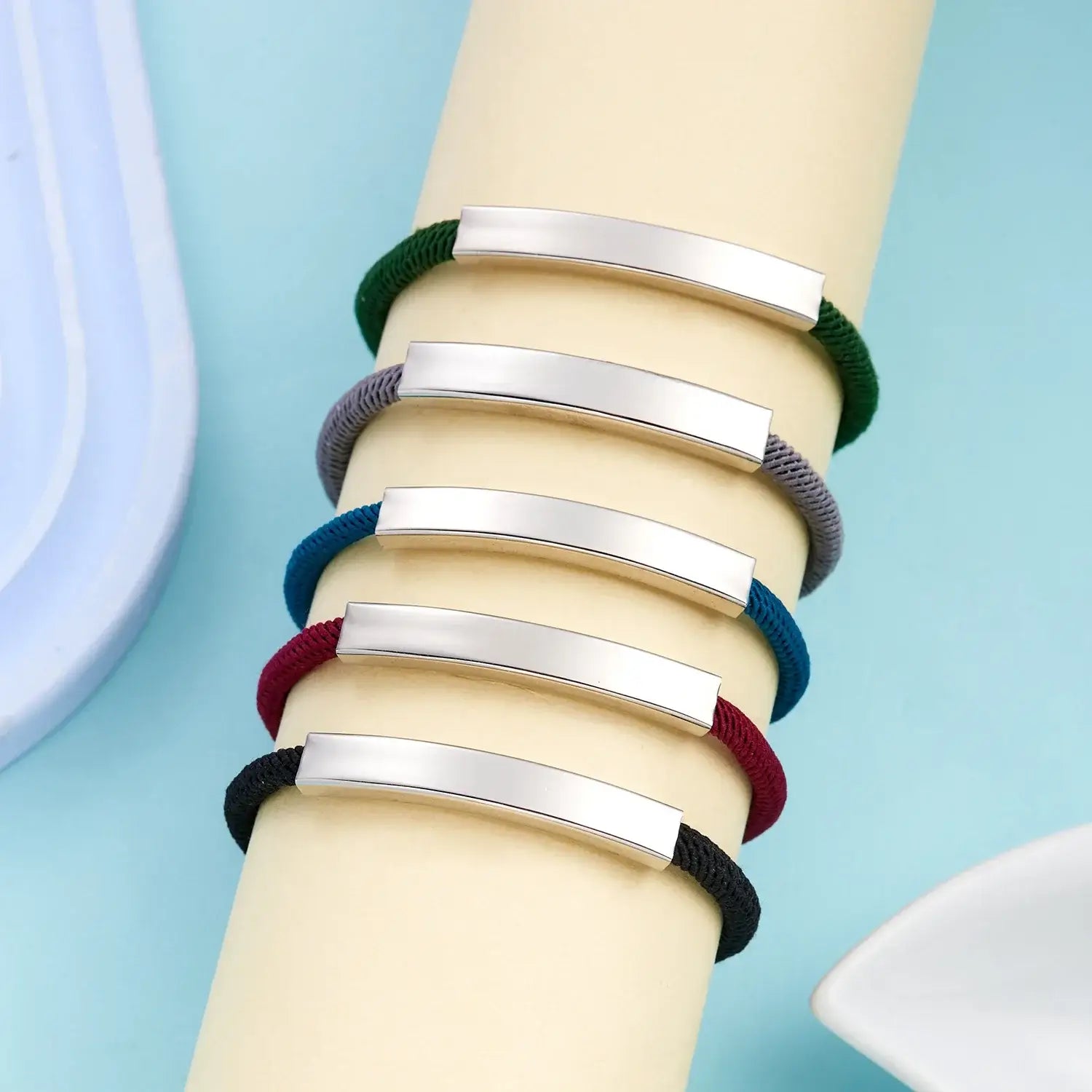 Hadi Craft USA Personalized engraved bracelet for men and women Stainless Steel, braided rope bracelet, personalized, engraved jewelry